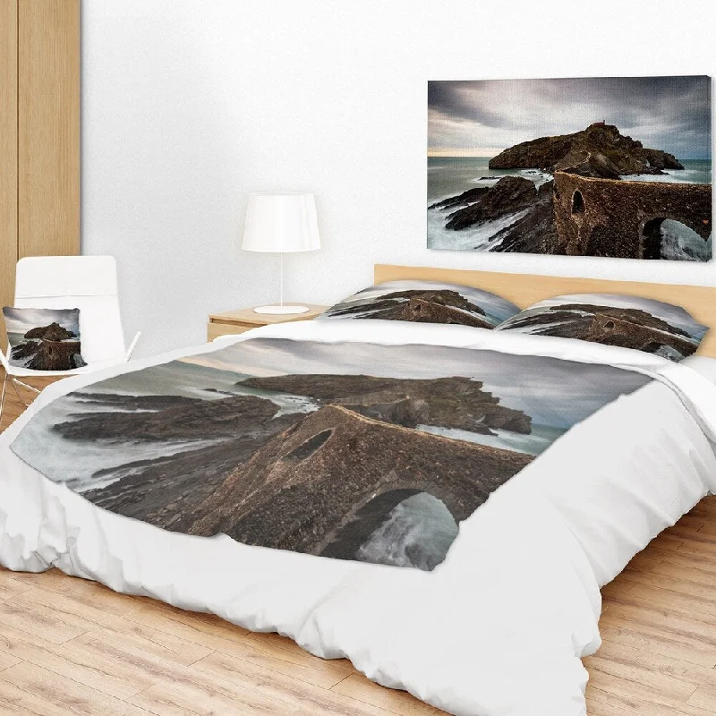 Designart 'Cape and Chapel in Spanish Beach' Seashore Photo Throw Blanket