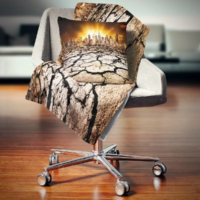 Designart 'City with Effect of Climate Change' Landscape Fleece Throw Blanket