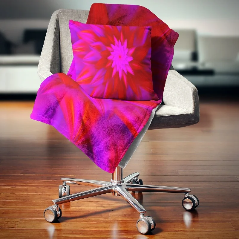 Designart 'Dance of Bright Spiral Pink Flower' Floral Throw Blanket