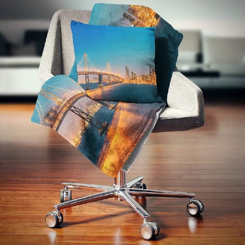 Designart 'Illuminated San Francisco Skyline' Cityscape Throw Blanket