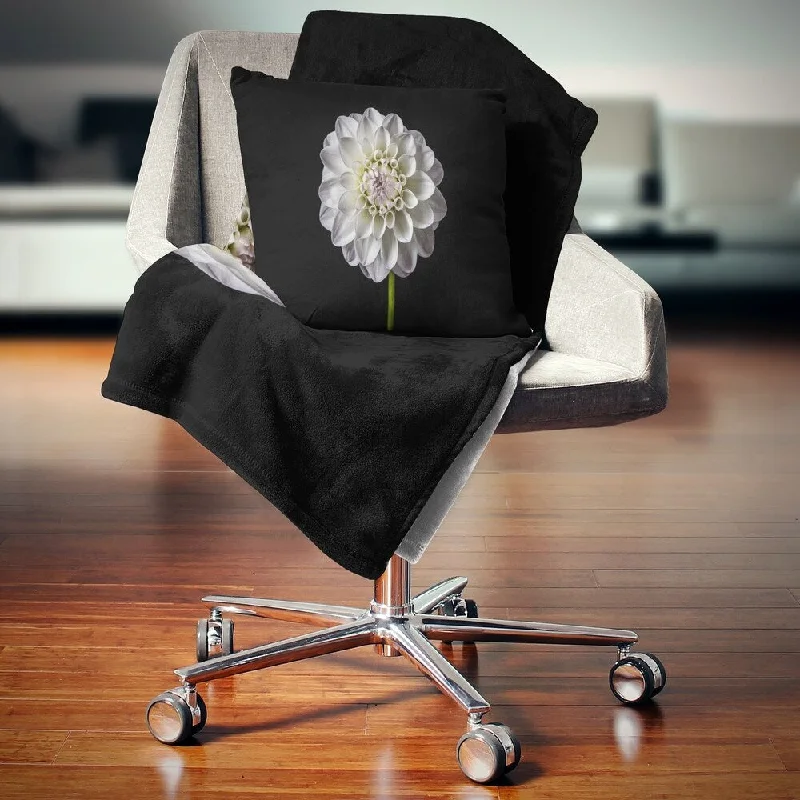 Designart 'Isolated Dahlia Flower in Black' Floral Throw Blanket