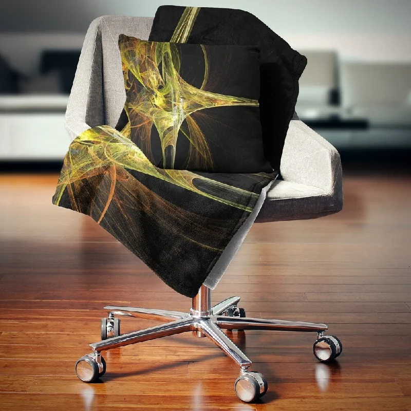 Designart 'Large Fractal Artwork Yellow' Abstract Throw Blanket