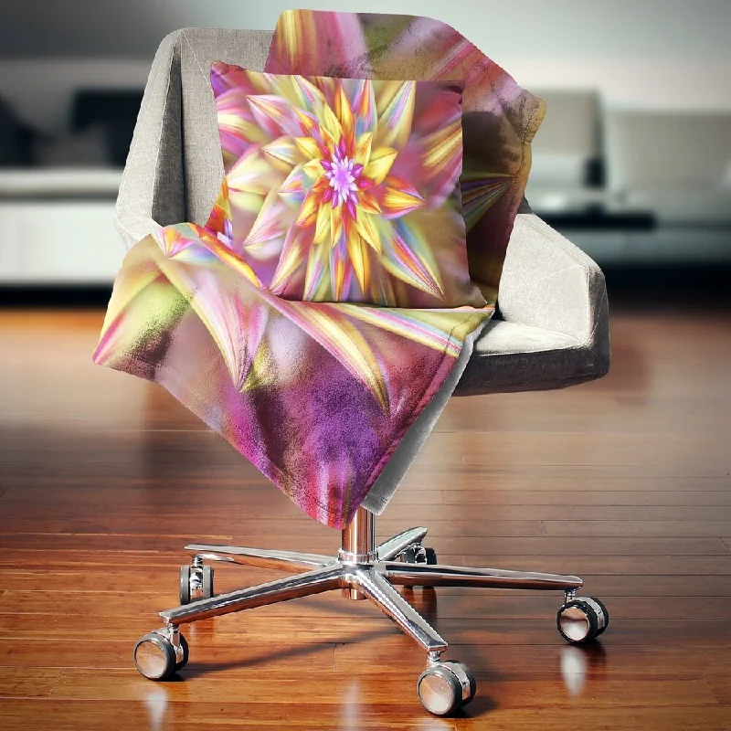 Designart 'Large Multi Color Alien Fractal Flower' Floral Throw Blanket