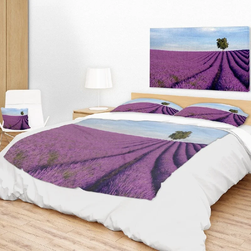 Designart 'Lavender Field with Solitary Tree' Landscape Photography Throw Blanket