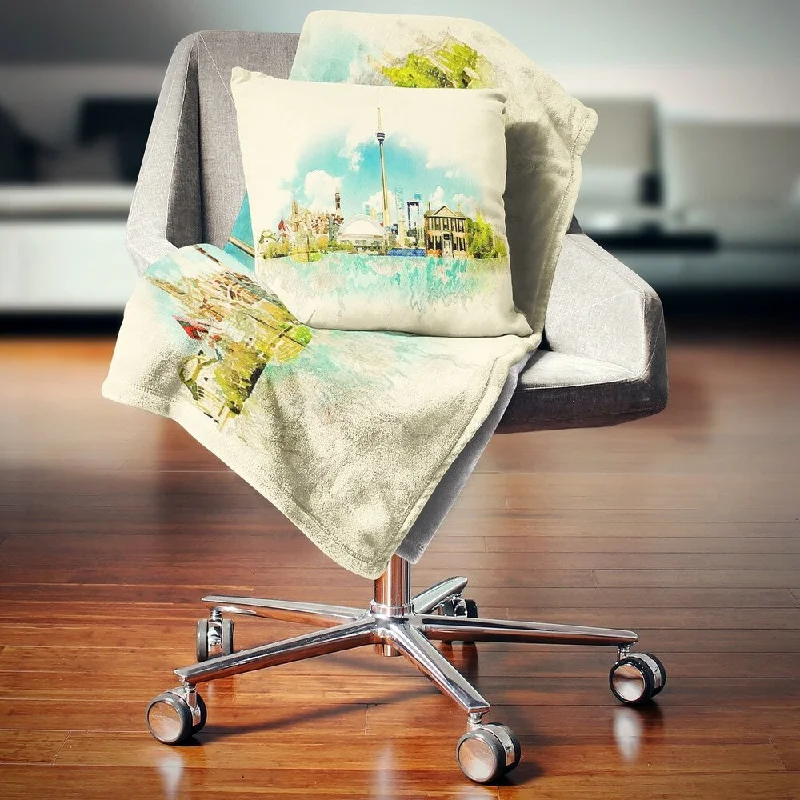 Designart 'Toronto City Watercolor' Cityscape Throw Blanket