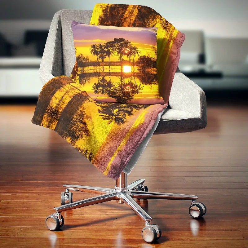 Designart 'Trees Mirrored in Flooded Waters' Landscape Wall Throw Blanket