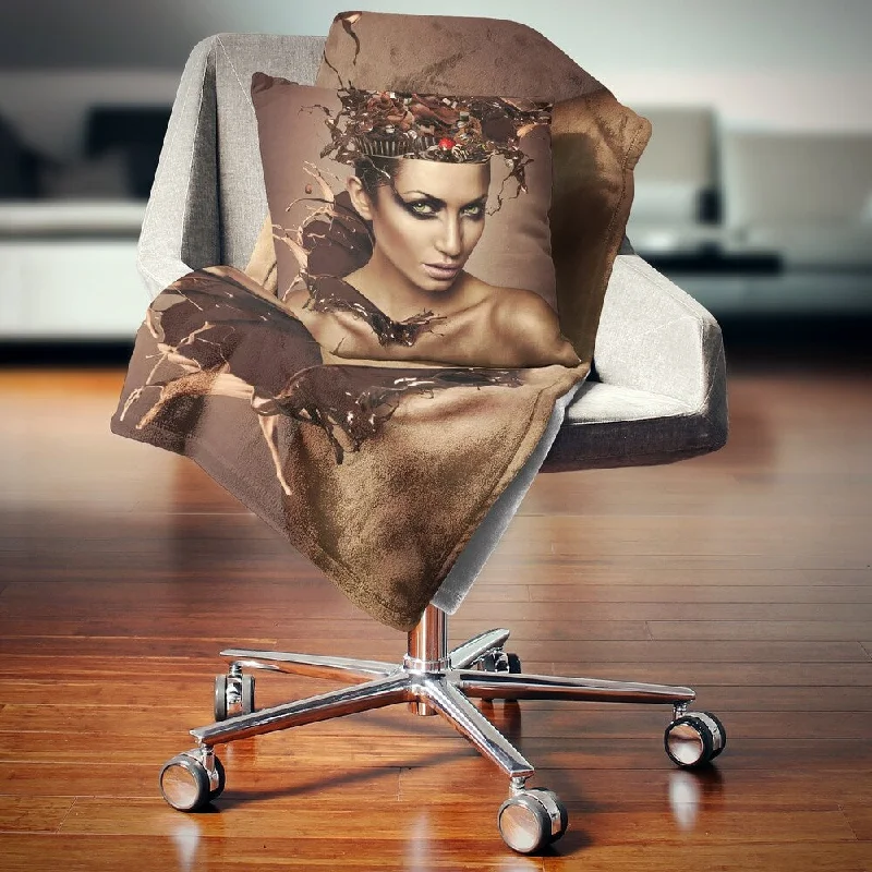 Designart 'Woman with Chocolate in Head' Portrait Throw Blanket