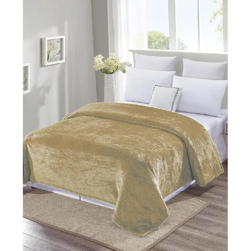 Faith, hope, love home décor Ultra Lush Twin Size Solid Microplush Blanket (66" X 86") - TAUPE