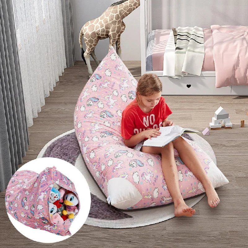 Microfiber Specialty Unicorn Pouf Cover - Light Pink