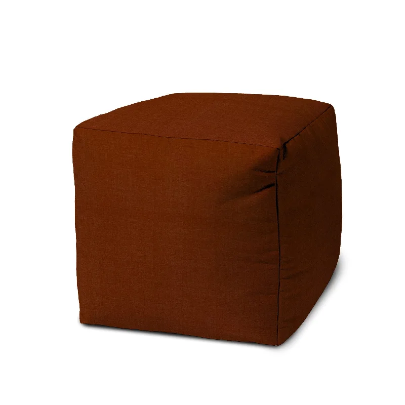 Polyester Cube Indoor Outdoor Pouf Cover - Orange