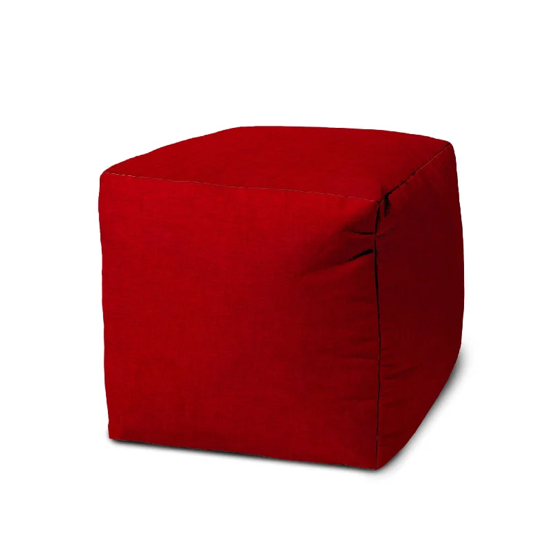 Polyester Cube Indoor / Outdoor Pouf Cover - Red