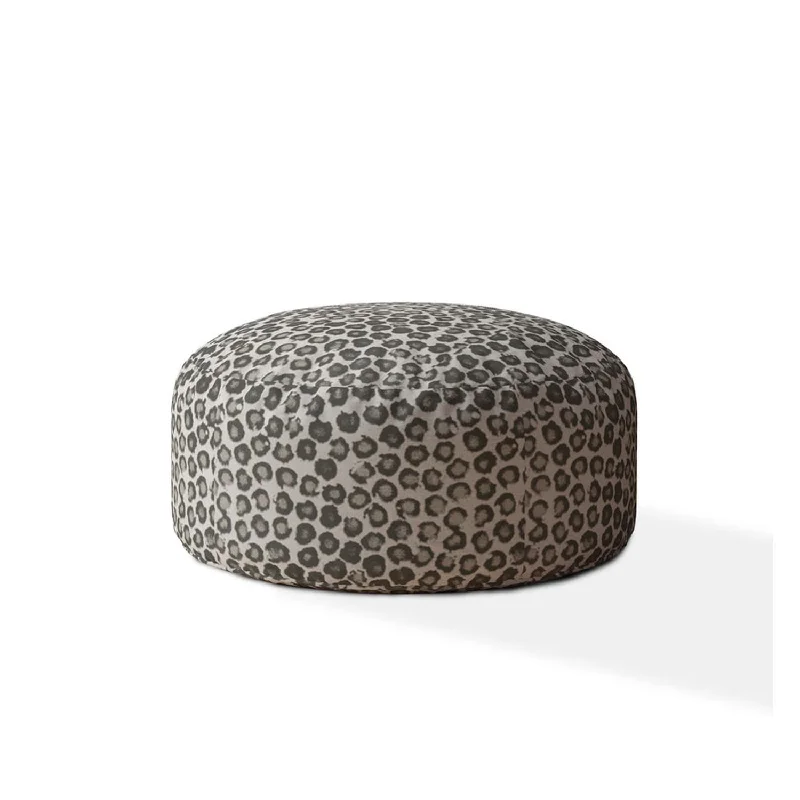 Round, Abstract Pouf Cover - Beige