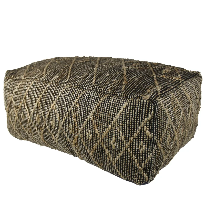 Textured Rectangle Pouf - Black Hemp