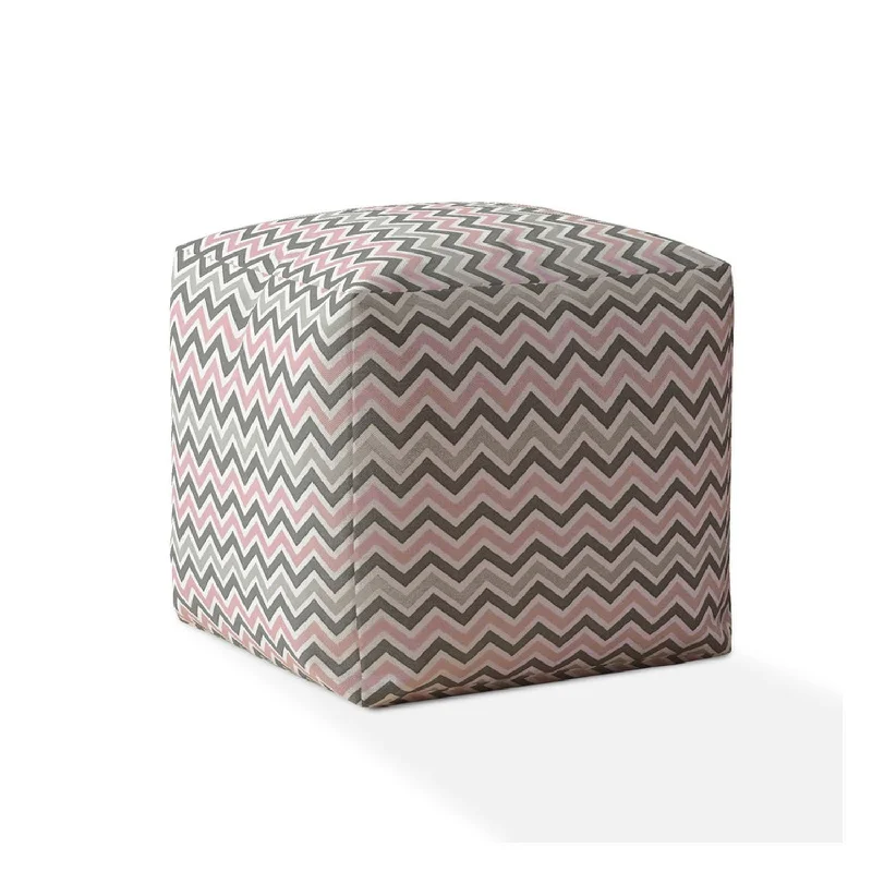 Twill Chevron Pouf Cover - Gray