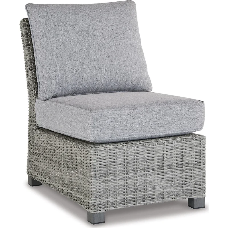 Naples Beach Outdoor Armless Chair with Cushion - Light Gray