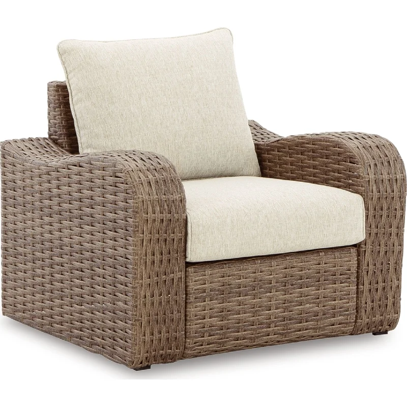 Sandy Bloom Outdoor Lounge Chair with Cushion - Beige