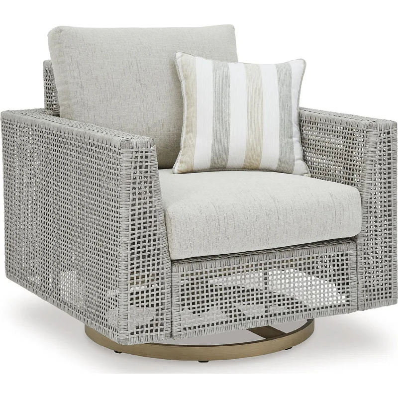 Seton Creek Outdoor Swivel Lounge Chair with Cushion - Gray