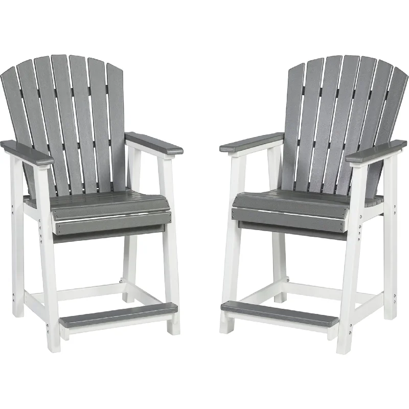 Transville Outdoor Barstool (set of 2) - Gray/White